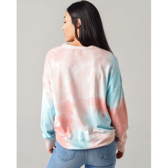SUNDRY WOMEN'S MULTICOLOR TIE-DYE TERRY OVERSIZE SWEATSHIRT 1 S - Picture 2 of 10
